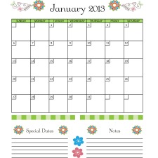 2013 Planner Calendars for your Household Notebook