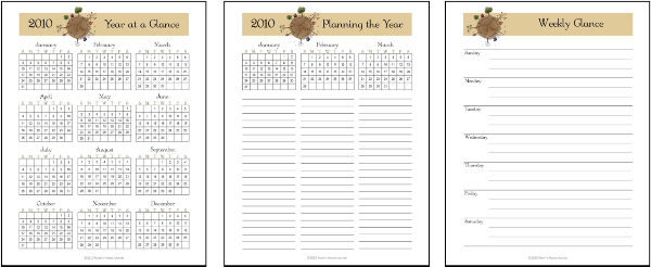 at-a-glance planning pages